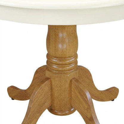 Linen White Oak Round Pedestal Dining Table, Seats 4