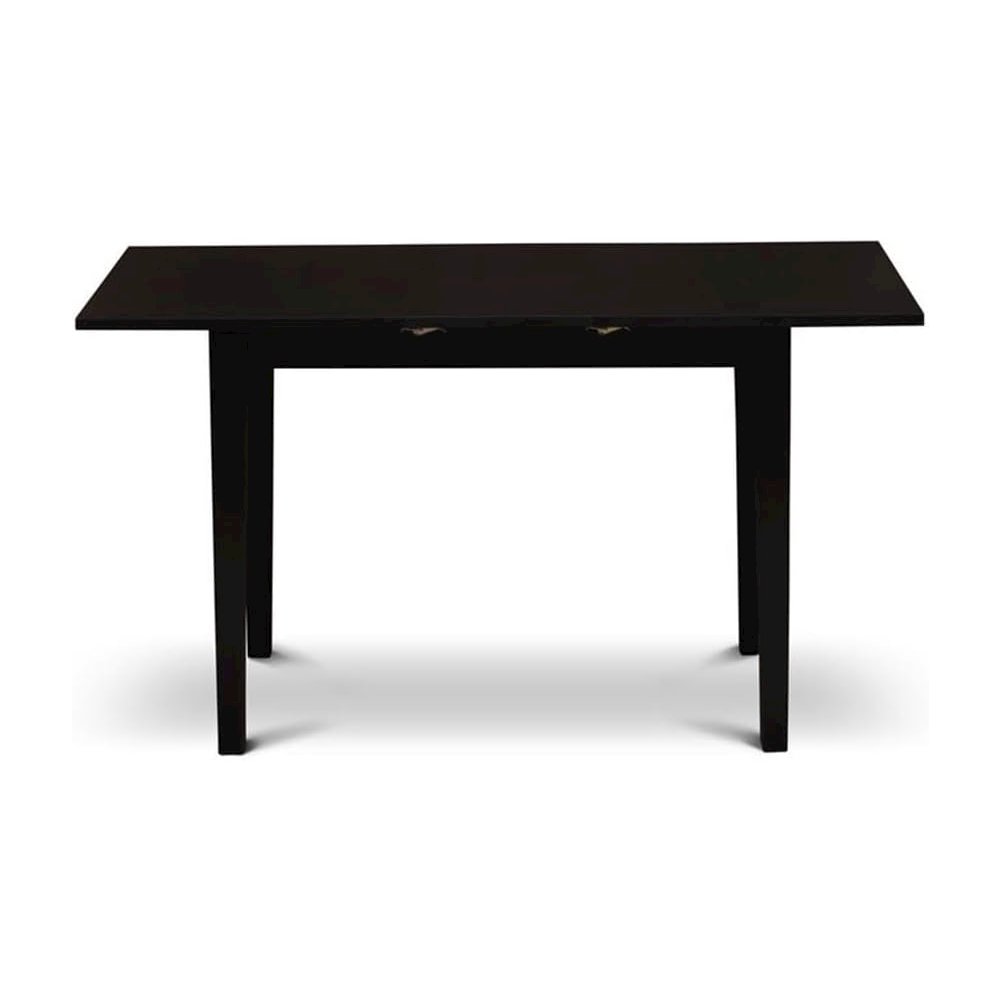 Rectangular Wood Dining Table, Black Finish, Butterfly Leaf, Solid Wood