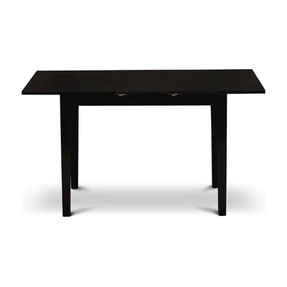 Rectangular Wood Dining Table, Black Finish, Butterfly Leaf, Solid Wood