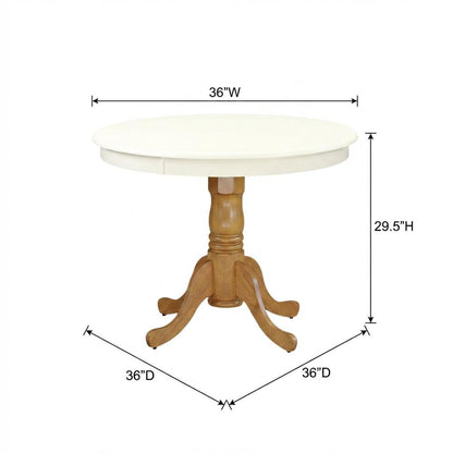 Linen White Oak Round Pedestal Dining Table, Seats 4