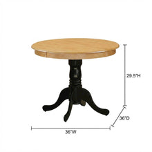 Oak Black Round Pedestal Dining Table, Traditional, Seats 4