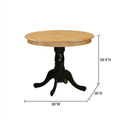Oak Black Round Pedestal Dining Table, Traditional, Seats 4