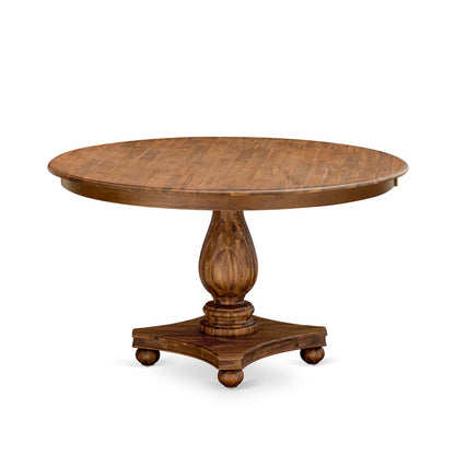 7-Piece Dining Table Set A Wooden Dining Table, 6 Light Tan Fabric Parsons Chair