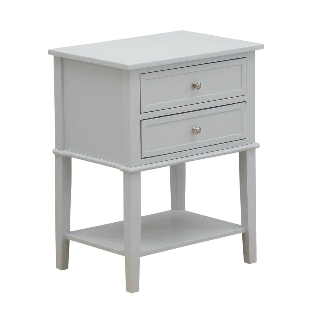 Urban Gray Nightstand, 2 Wood Drawers, Sturdy Construction for Bedroom Storage