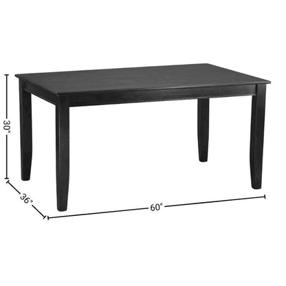 Solid Wood Black Kitchen Table and Chairs, 7 Piece Dining Set for 6