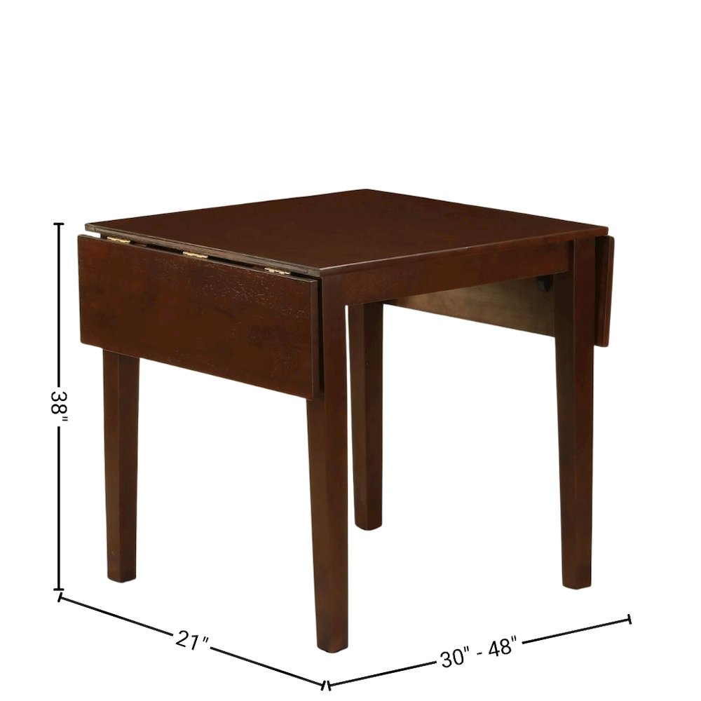 Solid Wood Small Dining Table for 2 with Chairs, Mahogany Brown Finish