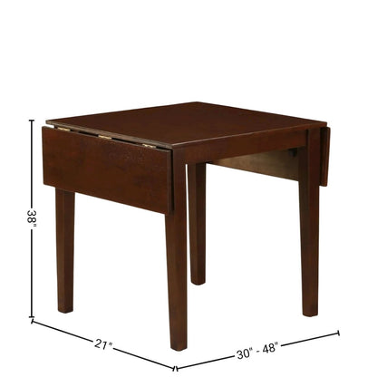 Solid Wood Small Dining Table for 2 with Chairs, Mahogany Brown Finish
