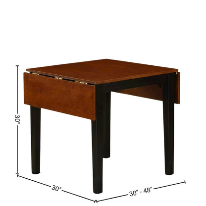 Solid Wood 5 Piece Dining Table Set in Black & Cherry for 4 People