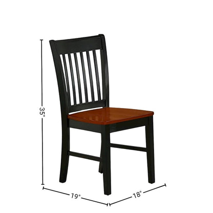Solid Wood 5 Piece Dining Table Set in Black & Cherry for 4 People
