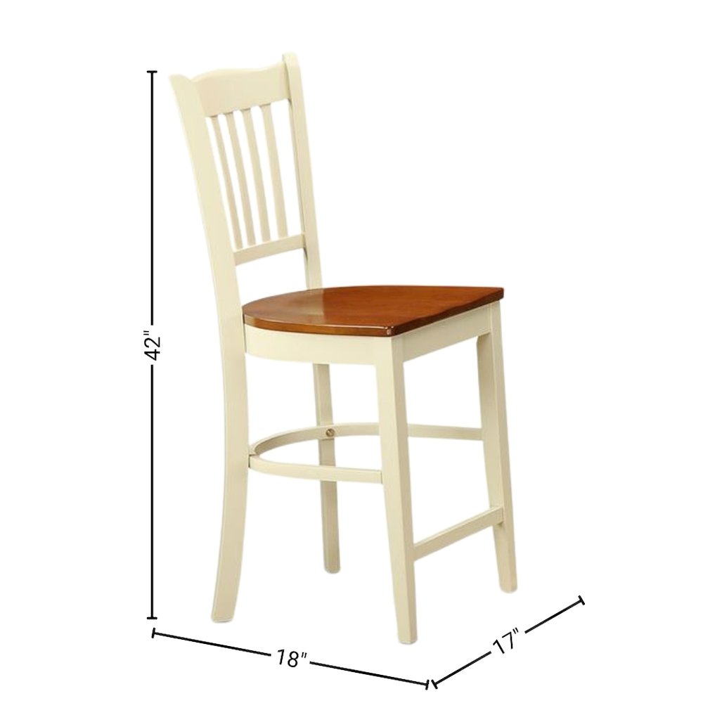 White Solid Wood 5 Piece Counter Height Dining Room Table Set for 4