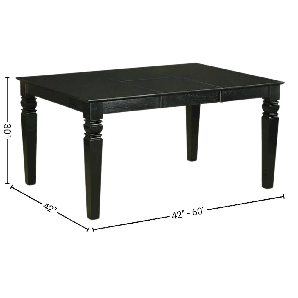 Black 5 Piece Dining Table Set with Chairs, Solid Wood Kitchen Table