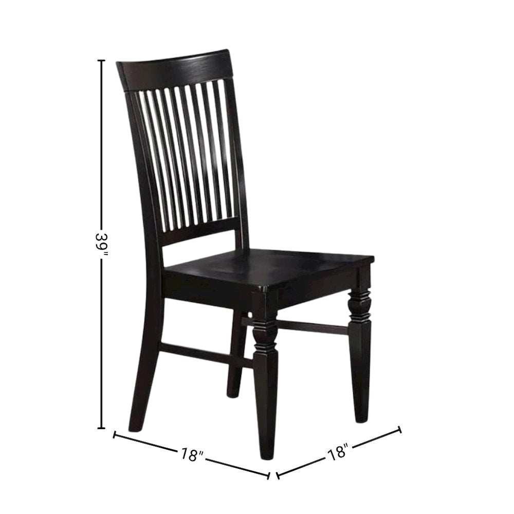 Black 5 Piece Dining Table Set with Chairs, Solid Wood Kitchen Table