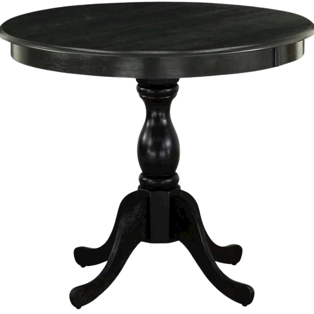 36 Inch Round Wood Pedestal Dining Table in Black for Kitchen Use