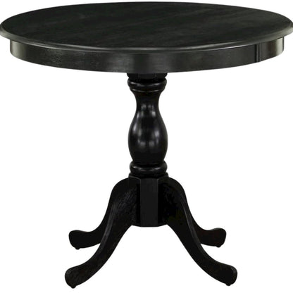 36 Inch Round Wood Pedestal Dining Table in Black for Kitchen Use