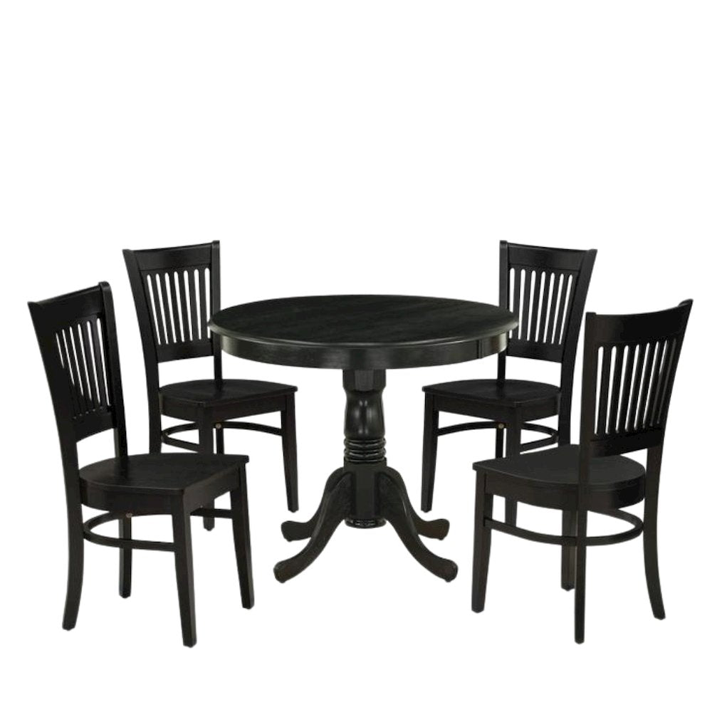 Black 5 Pc Breakfast Nook Table Set, Kitchen Table and Chairs for 4