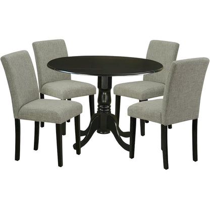 Black Round Dining Table Set for 4 – Kitchen Table Chairs Set of 4 Wood