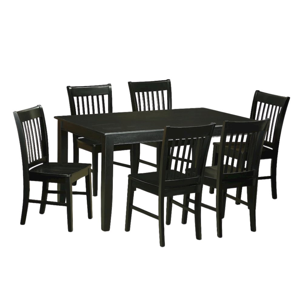 Solid Wood Black Kitchen Table and Chairs, 7 Piece Dining Set for 6