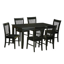Solid Wood Black Kitchen Table and Chairs, 7 Piece Dining Set for 6