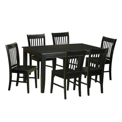 Solid Wood Black Kitchen Table and Chairs, 7 Piece Dining Set for 6