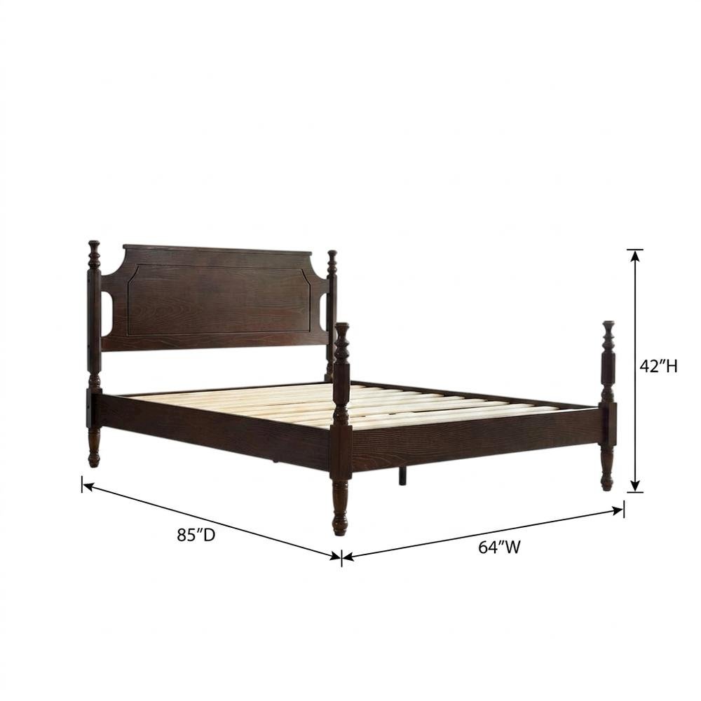 Solid Wood Platform Bed with Headboard, Traditional Queen Size