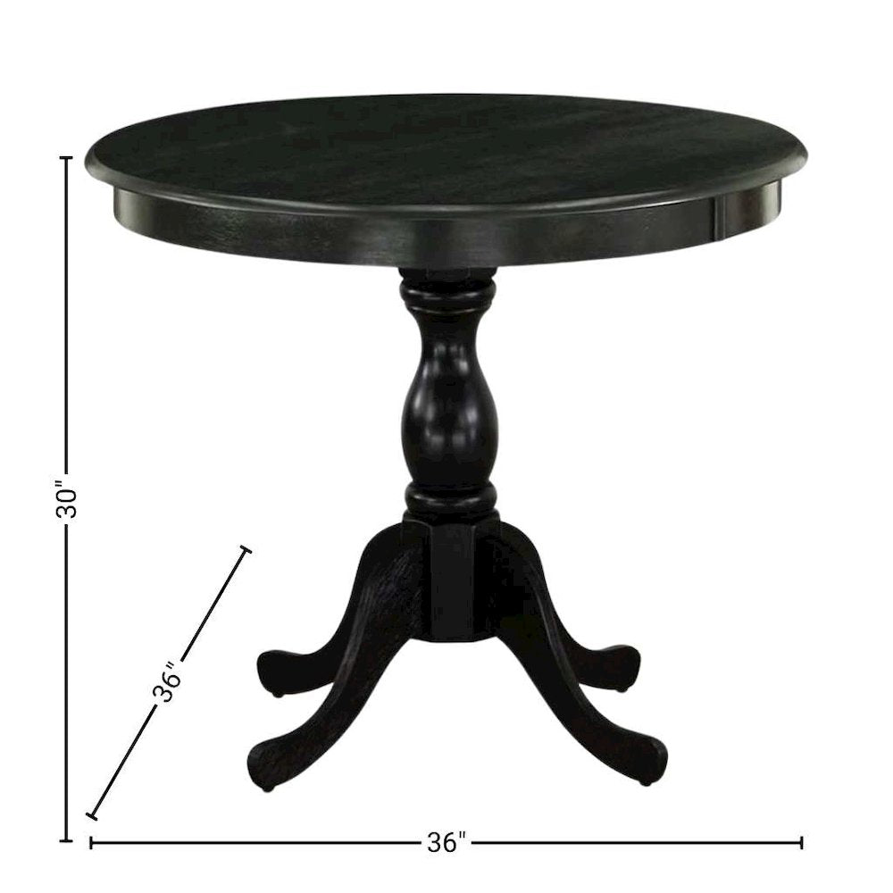36 Inch Round Wood Pedestal Dining Table in Black for Kitchen Use
