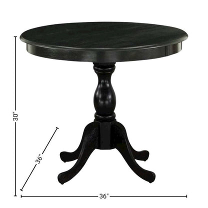 36 Inch Round Wood Pedestal Dining Table in Black for Kitchen Use