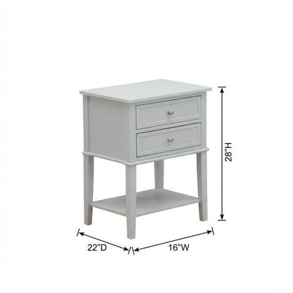 Urban Gray Nightstand, 2 Wood Drawers, Sturdy Construction for Bedroom Storage