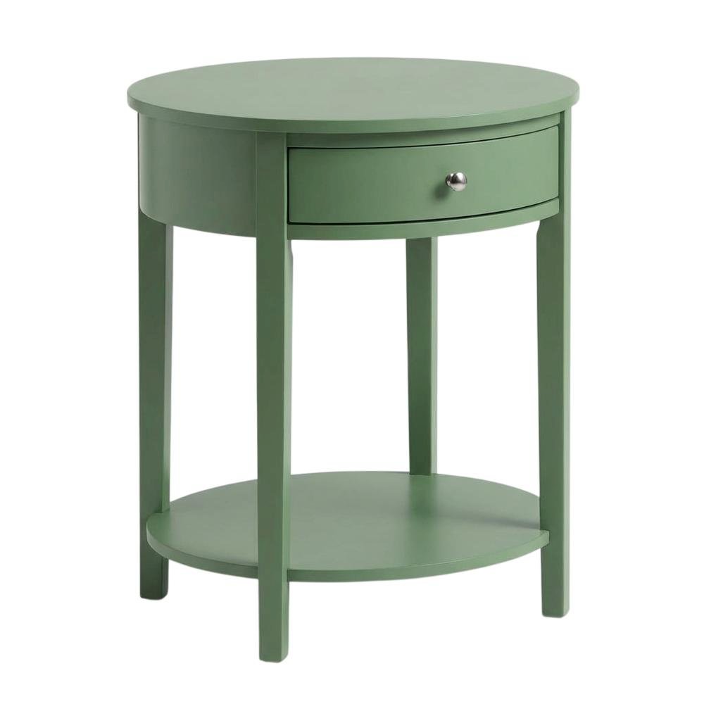 Clover Green Nightstand with Wooden Drawer and Sturdy Construction