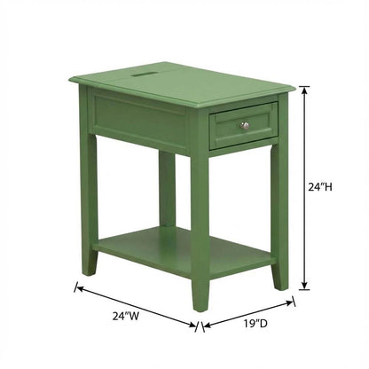 Clover Green Nightstand with Wooden Drawer and Sturdy Construction for Bedroom
