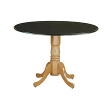 Black Drop Leaf Round Dining Table, Pedestal Base, Seats 4