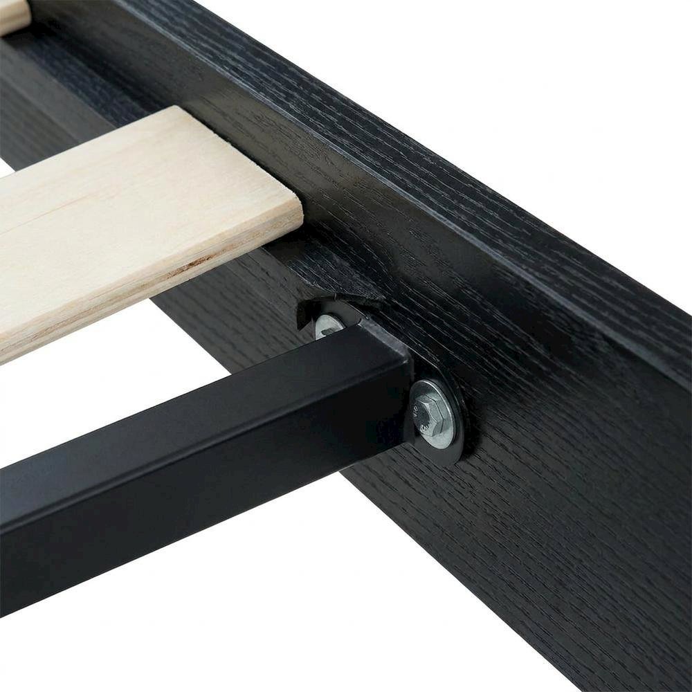 Solid Wood Platform Bed, Headboard & Footboard, No Box Spring, Ebony Oak, King