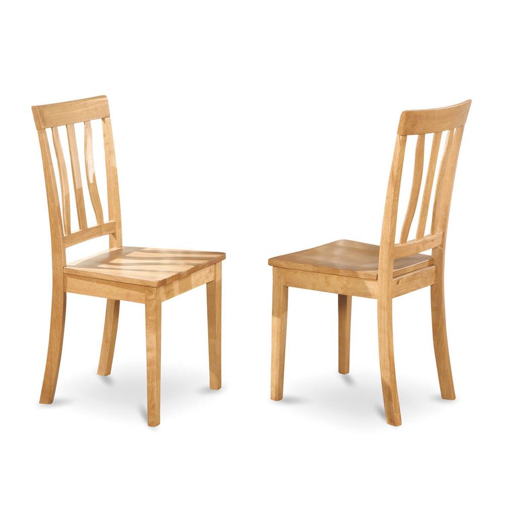 Antique  Kitchen  dining  Chair  Wood  Seat  with  Oak  Finish,  Set  of  2