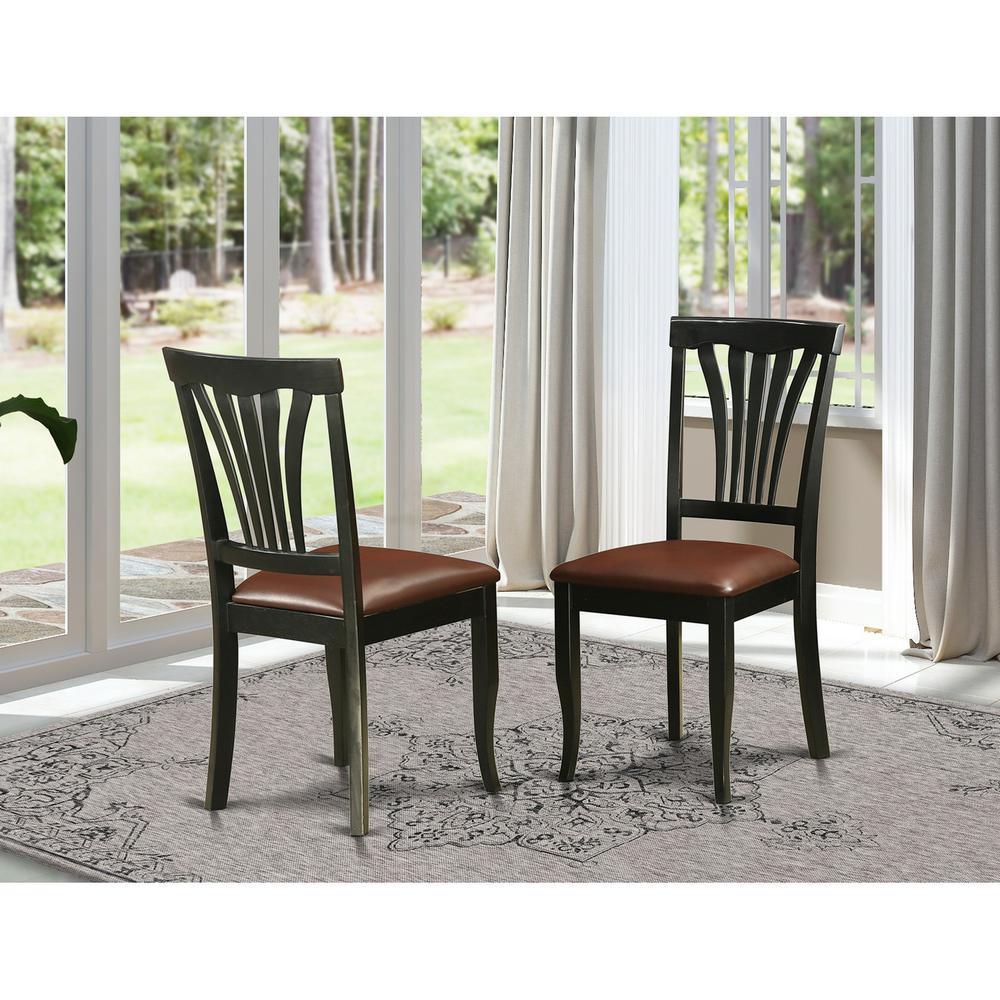 Avon  Chair  for  dining  room  With  Faux  Leather  Seat  -  Black    Finish,  Set  of  2
