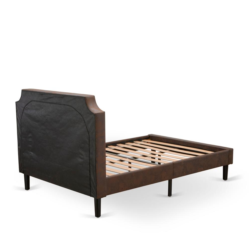 GB25F-1GA07 2-Piece Granbury Bedroom Set with Frame and a Distressed Jacobean End Tables - Dark Brown Faux Leather and Black Legs