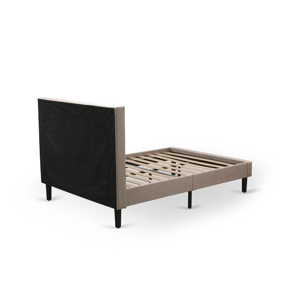 KD16Q-1VL0C 2 Pc Queen Bedroom Set - Queen Bed Dark Khaki Headboard with 1 Night Stand - Black Finish Legs