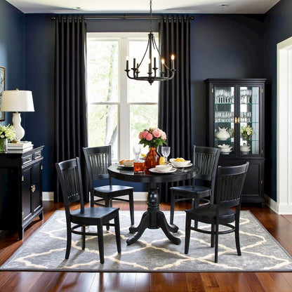 Black 5 Pc Breakfast Nook Table Set, Kitchen Table and Chairs for 4