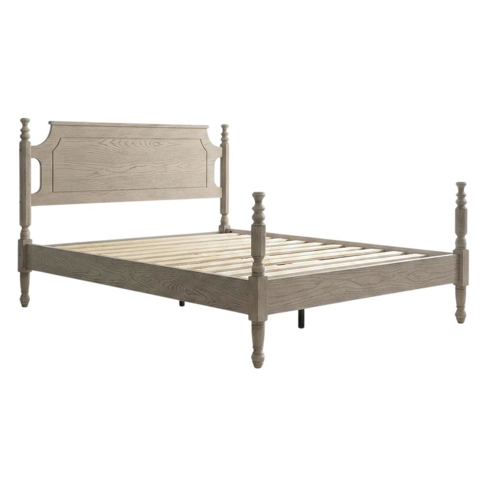 Solid Wood Platform Bed with Headboard, Traditional Queen Size
