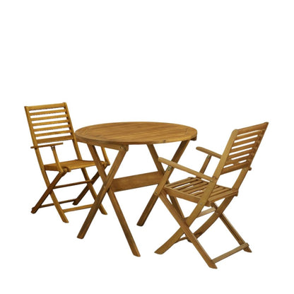 Solid Wood 3-Piece Patio Furniture Set with Bistro Table and Chairs