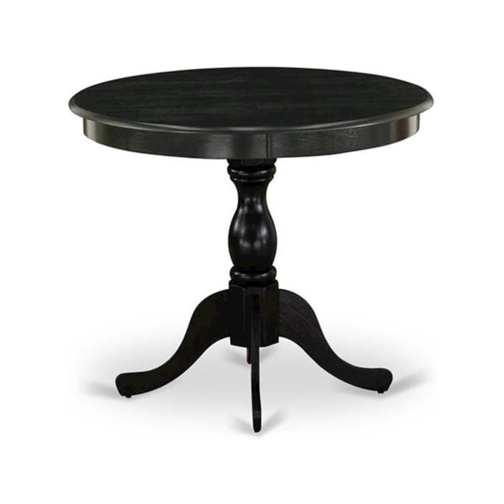 36 Inch Round Wood Pedestal Dining Table in Black for Kitchen Use