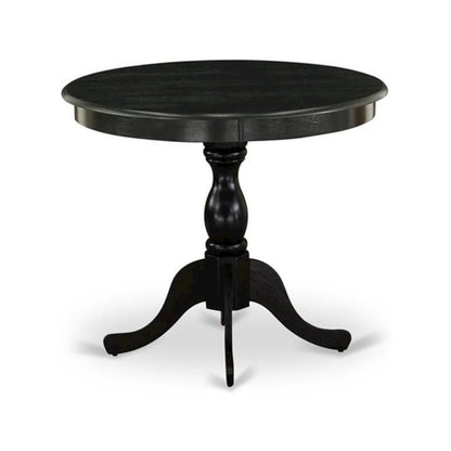 36 Inch Round Wood Pedestal Dining Table in Black for Kitchen Use