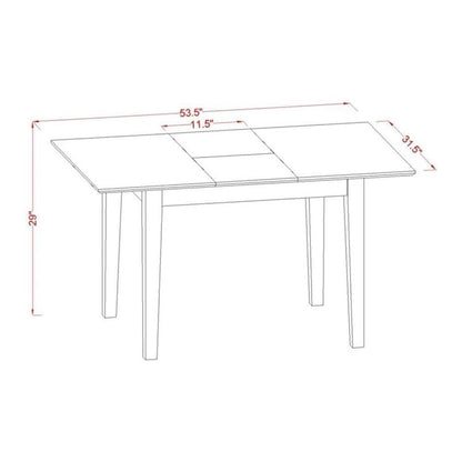 Rectangular Wood Dining Table, Black Finish, Butterfly Leaf, Solid Wood
