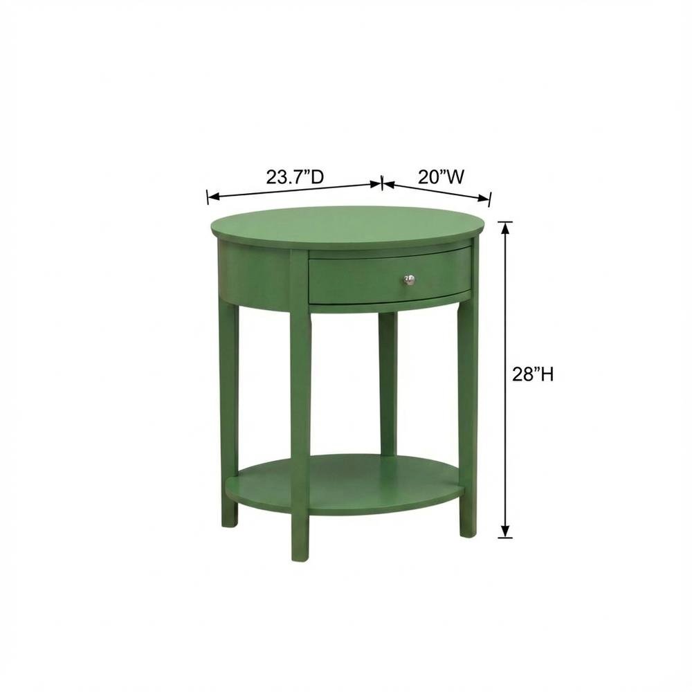 Clover Green Nightstand with Wooden Drawer and Sturdy Construction