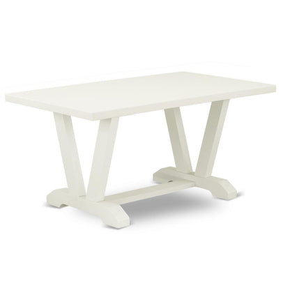 East West Furniture 5-Piece Kitchen Table Set Consists of 4 Dining Room Chairs with Upholstered Seat and Stylish Back-Rectangular Table - Cement and Wirebrushed Linen White Finish