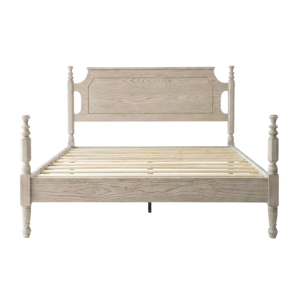 Solid Wood Platform Bed with Headboard, Traditional Queen Size
