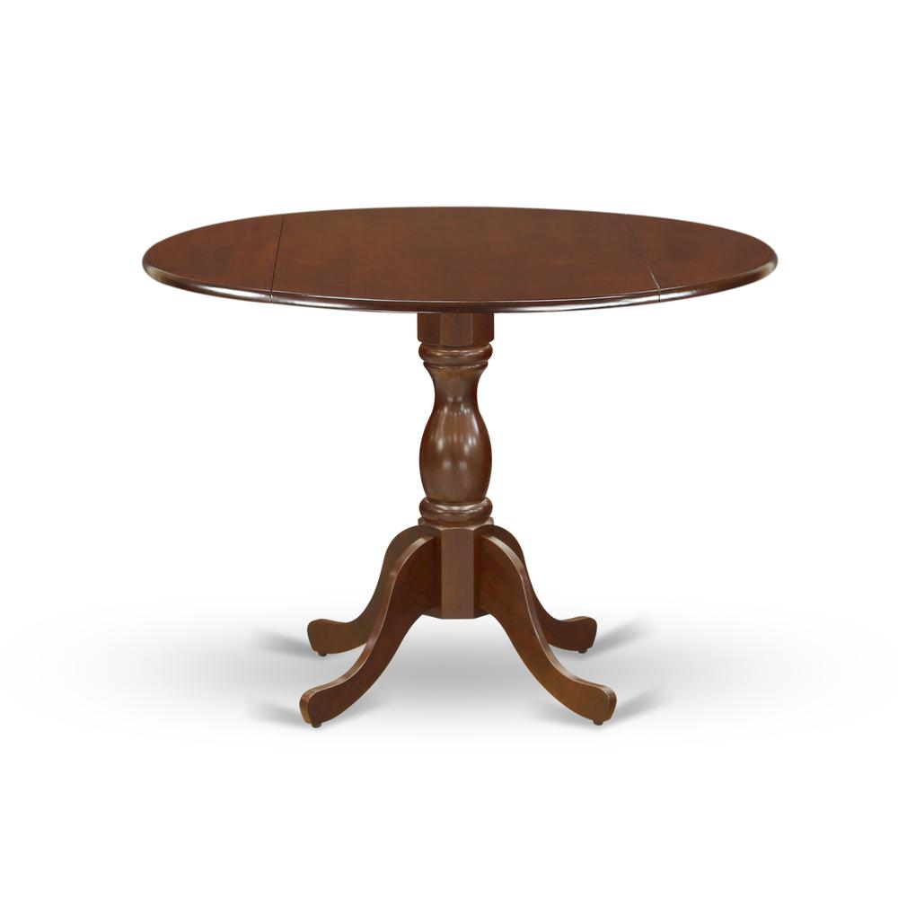 East West Furniture DMSI5-MAH-35 5 Piece Kitchen Dining Table Set - Mahogany Small Dining Table and 4 Doeskin Linen Fabric Dining Chairs Button Tufted Back with Nail Heads - Mahogany Finish