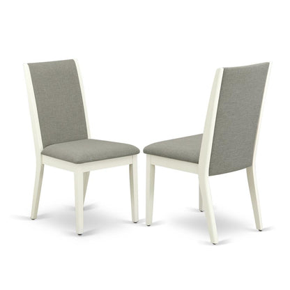 East West Furniture X097LA206-6 6-Piece Gorgeous Rectangular Table Set an Outstanding Cement Color Rectangular Dining Table Top and Cement Color Dining Room Bench and 4 Excellent Linen Fabric Dining C
