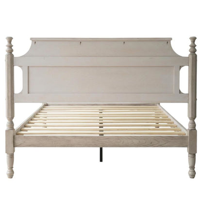 Solid Wood Platform Bed with Headboard, Traditional Queen Size