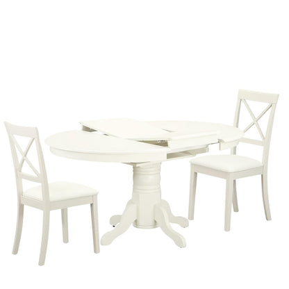 White 5 Pc Kitchen Table Chairs Set of 4, Solid Wood Breakfast Nook
