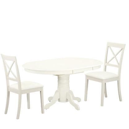 White 5 Pc Kitchen Table Chairs Set of 4, Solid Wood Breakfast Nook