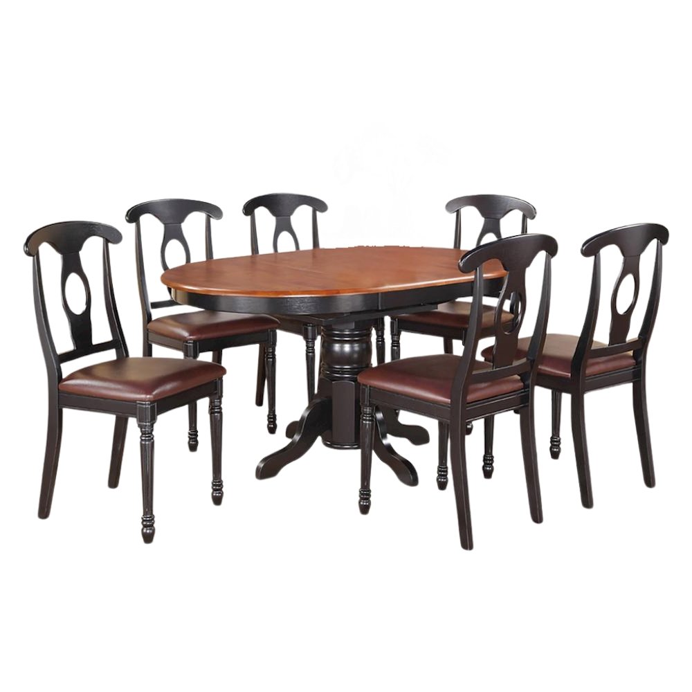 Black Oval Kitchen Table and Chairs, 7 Pc Dining Table Set for 6